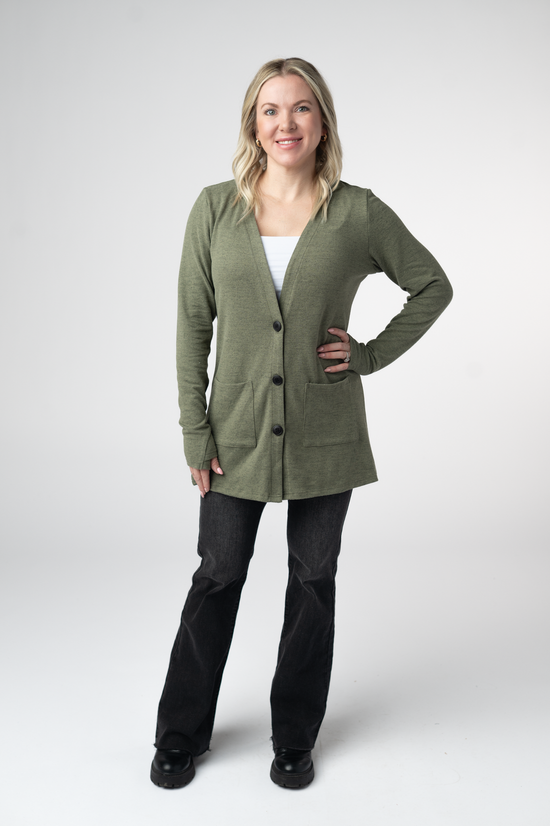 IN STOCK Cori Cardigan - Heathered Olive