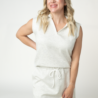 IN STOCK Luxe Collar Tank/Skort Set - Heathered Neutral