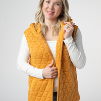 IN STOCK Heather Geometric Hooded Vest - Mustard