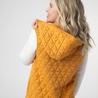 IN STOCK Heather Geometric Hooded Vest - Mustard