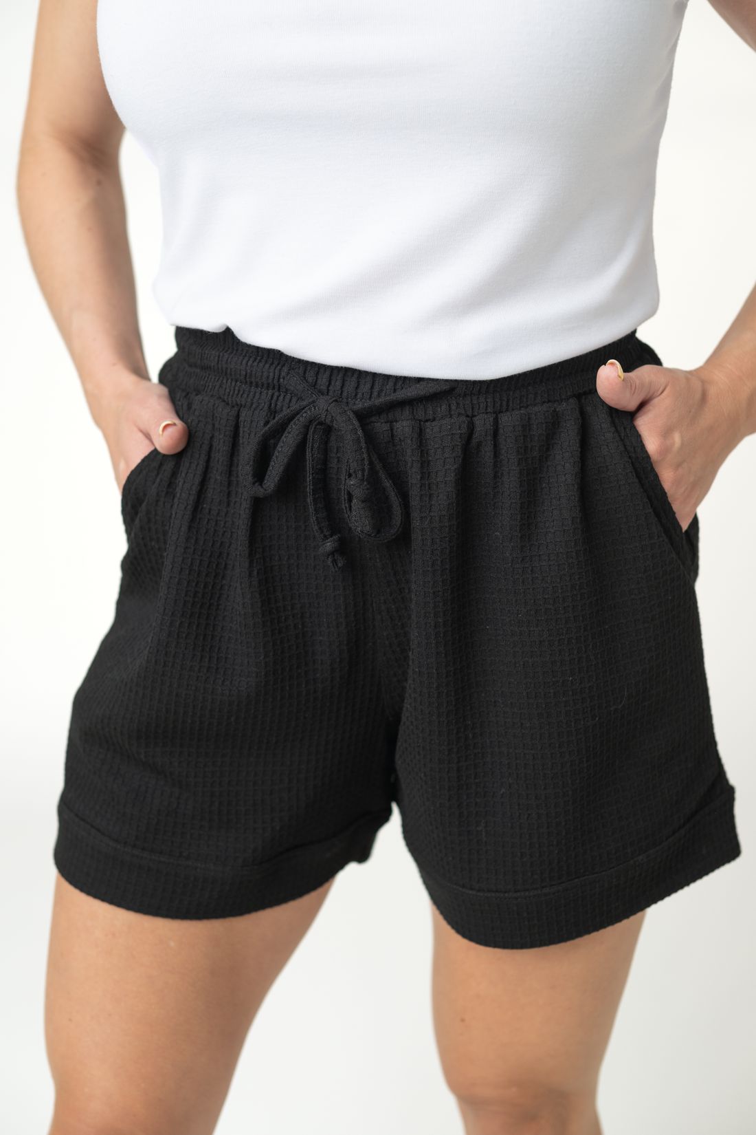 IN STOCK Weslie Waffle Shorts - Black
