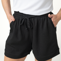 IN STOCK Weslie Waffle Shorts - Black