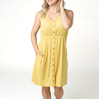 IN STOCK Beverly Button Dress - Yellow