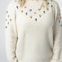 IN STOCK Micro Flower Sweater - Ivory