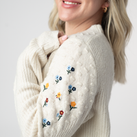IN STOCK Micro Flower Sweater - Ivory