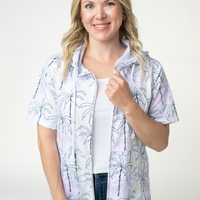 IN STOCK Short Sleeve Hoodie - Neon Palm Trees