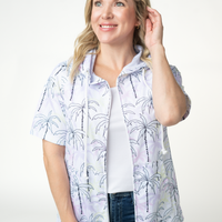 IN STOCK Short Sleeve Hoodie - Neon Palm Trees