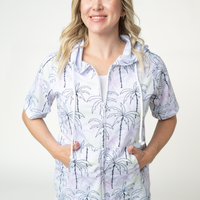 IN STOCK Short Sleeve Hoodie - Neon Palm Trees