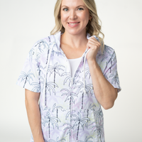IN STOCK Short Sleeve Hoodie - Neon Palm Trees