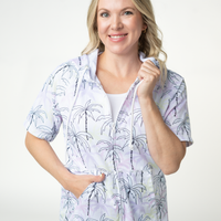 IN STOCK Short Sleeve Hoodie - Neon Palm Trees