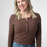 IN STOCK Georgia Long Sleeve Top - Brown