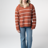 IN STOCK Maddie Striped Hoodie - Pumpkin Spice