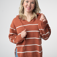 IN STOCK Maddie Striped Hoodie - Pumpkin Spice