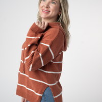 IN STOCK Maddie Striped Hoodie - Pumpkin Spice