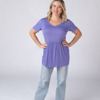 IN STOCK Sarah Ruffle Short Sleeve - Periwinkle Purple