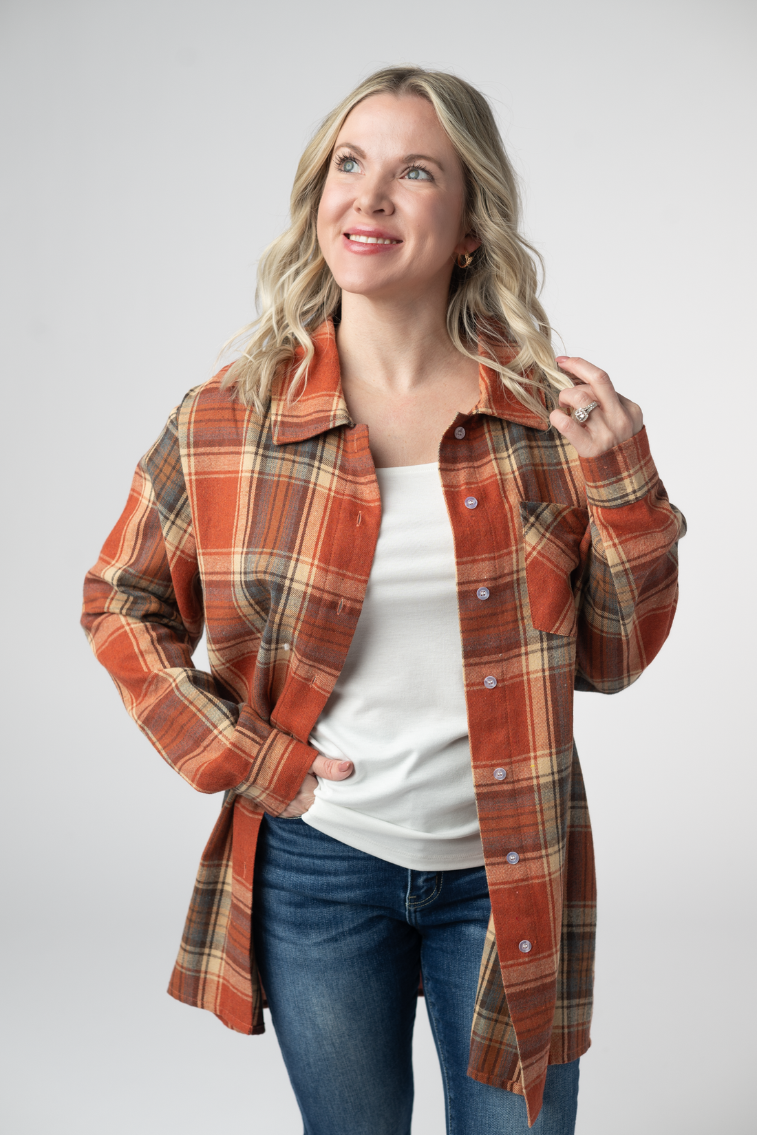 IN STOCK Tunic Plaid Top - Pumpkin Plaid