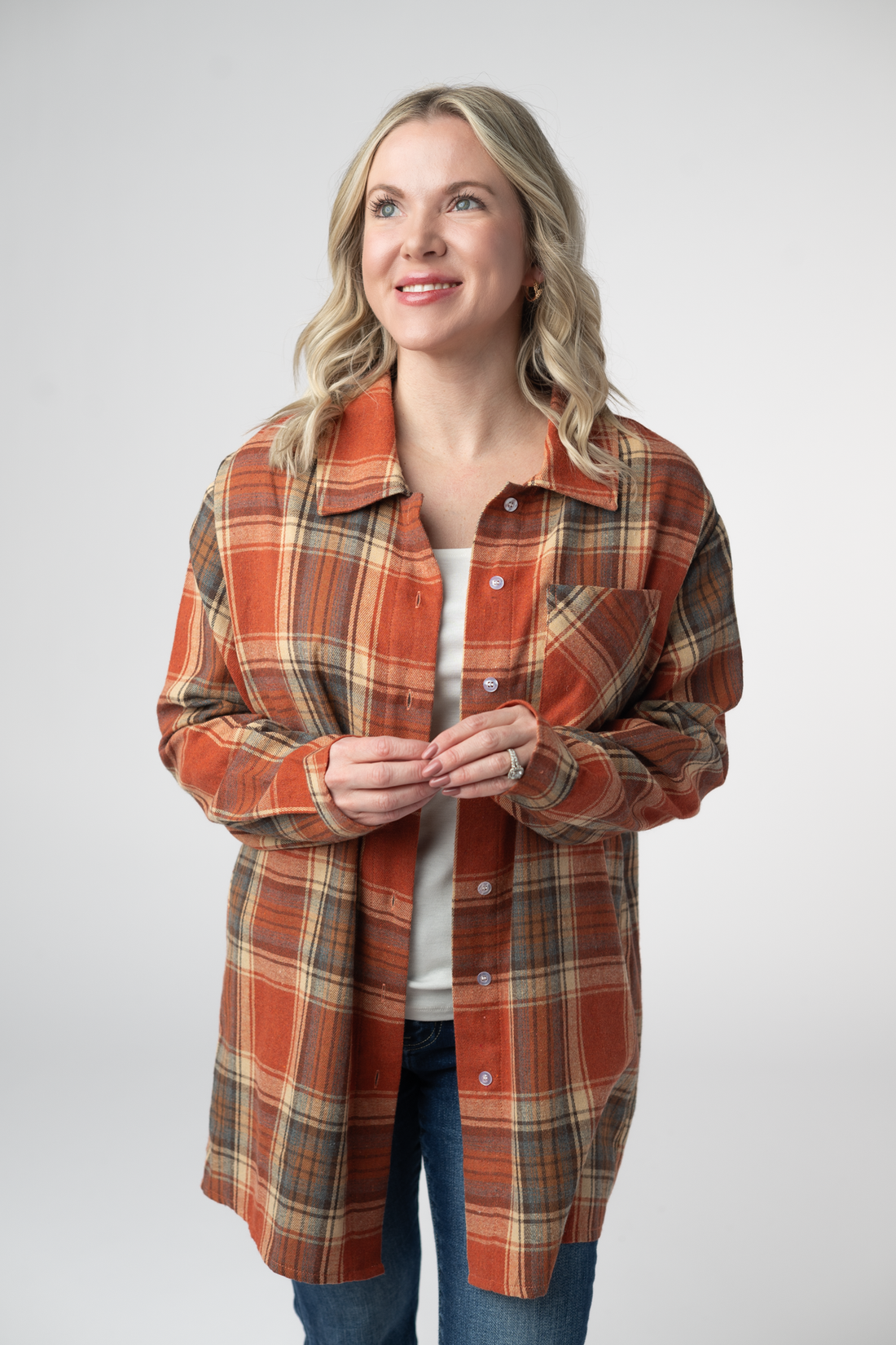 IN STOCK Tunic Plaid Top - Pumpkin Plaid