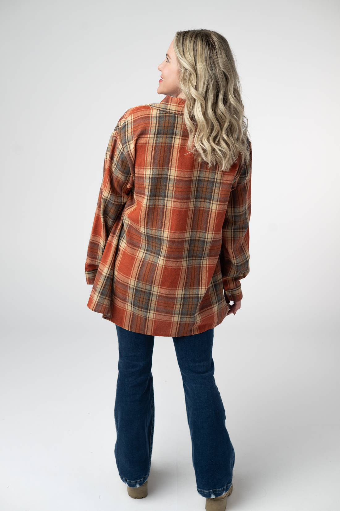 IN STOCK Tunic Plaid Top - Pumpkin Plaid
