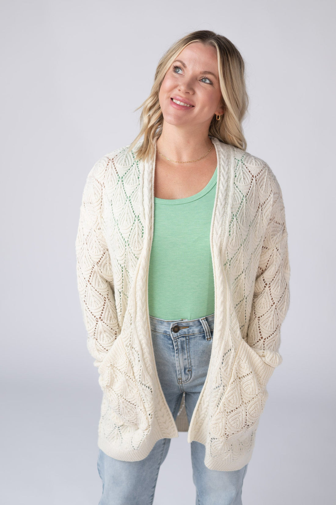 IN STOCK Open Knit Cardigan - Ivory