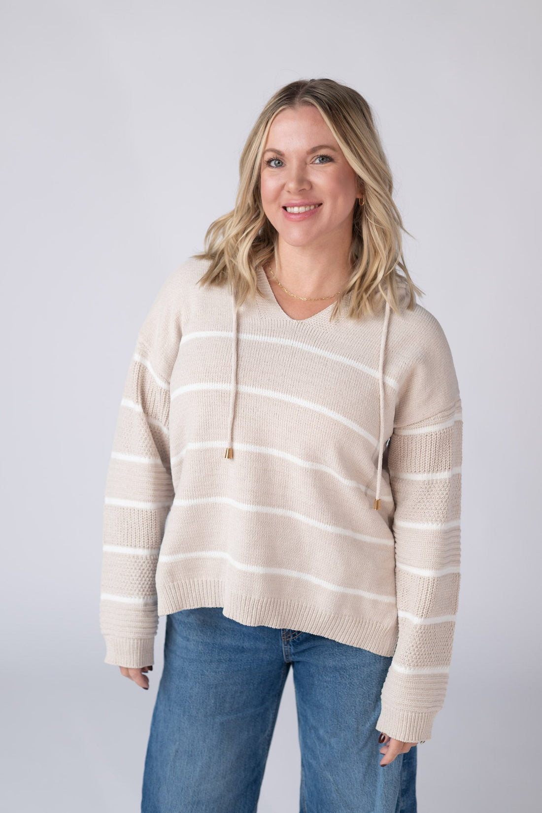 IN STOCK Maddie Striped Hoodie - Natural