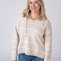 IN STOCK Maddie Striped Hoodie - Natural