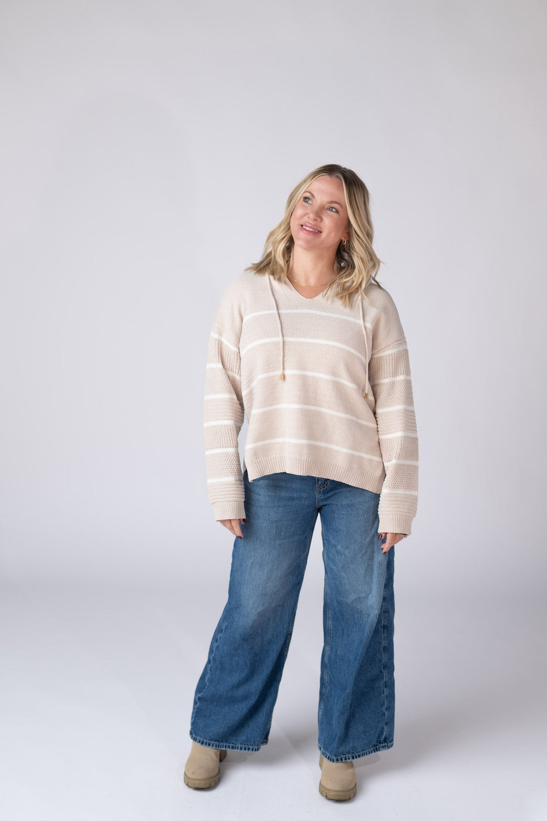 IN STOCK Maddie Striped Hoodie - Natural