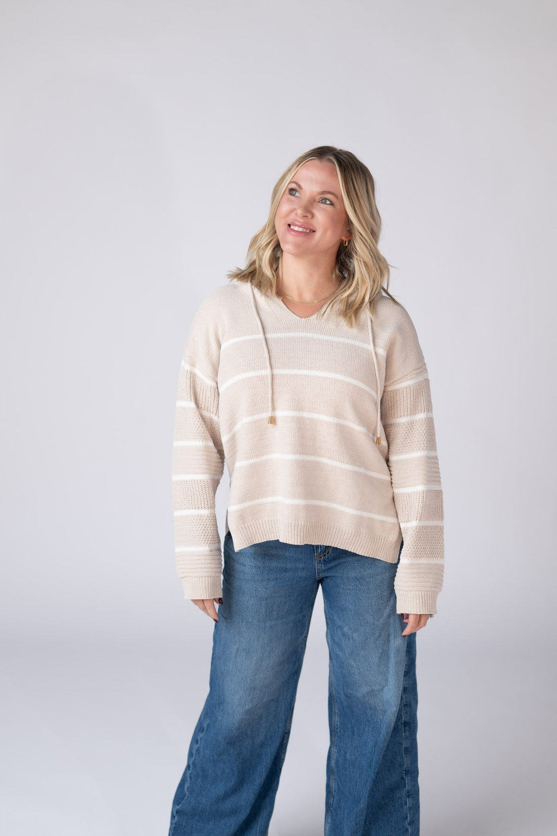 IN STOCK Maddie Striped Hoodie - Natural