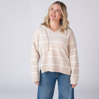 IN STOCK Maddie Striped Hoodie - Natural