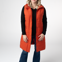 IN STOCK Harlow Long Vest - Pumpkin
