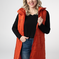 IN STOCK Harlow Long Vest - Pumpkin