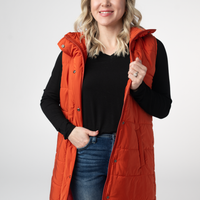 IN STOCK Harlow Long Vest - Pumpkin