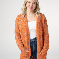 IN STOCK Carly Confetti Dot Cardigan - Pumpkin