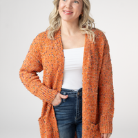 IN STOCK Carly Confetti Dot Cardigan - Pumpkin