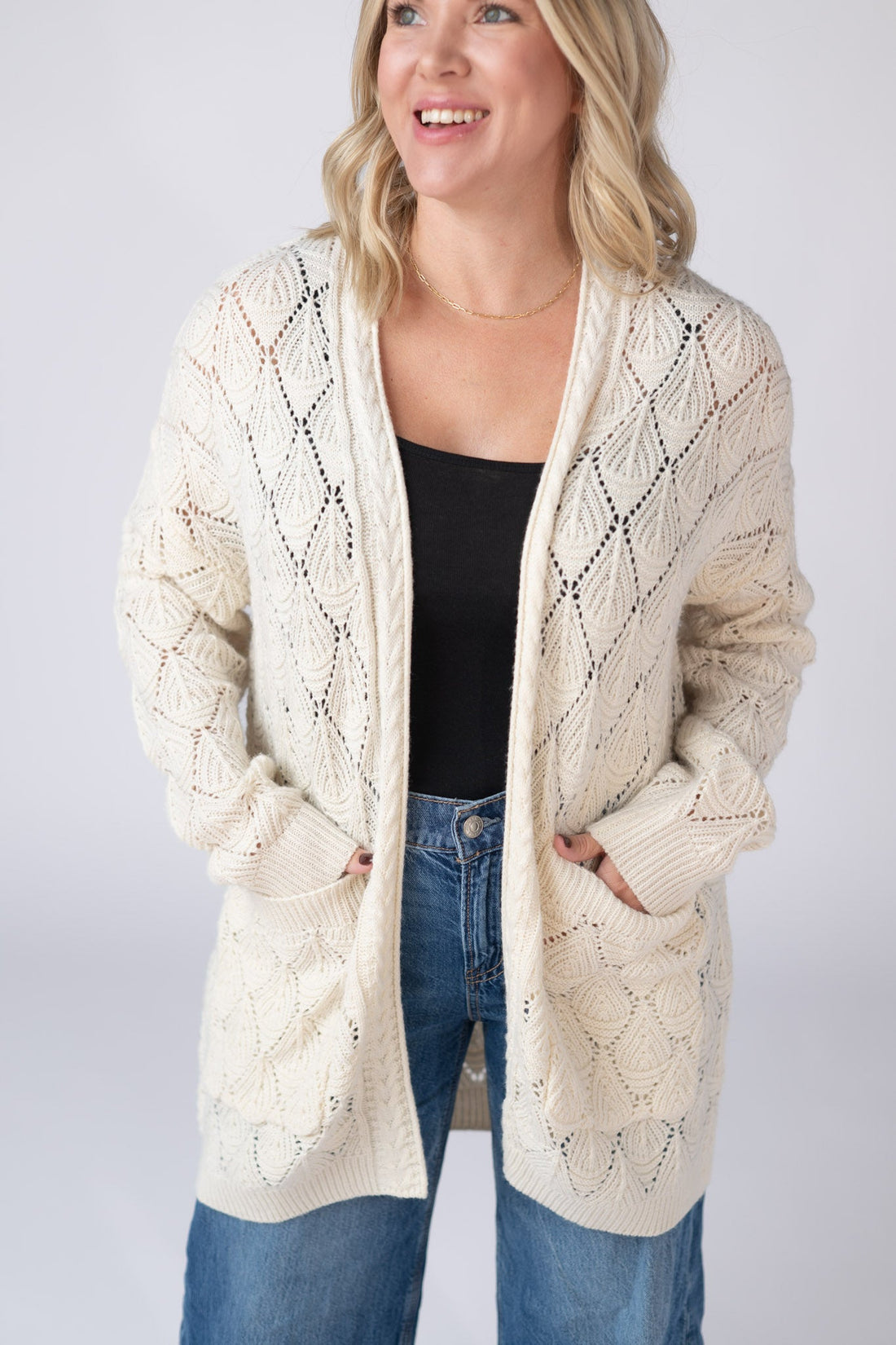 IN STOCK Open Knit Cardigan - Ivory