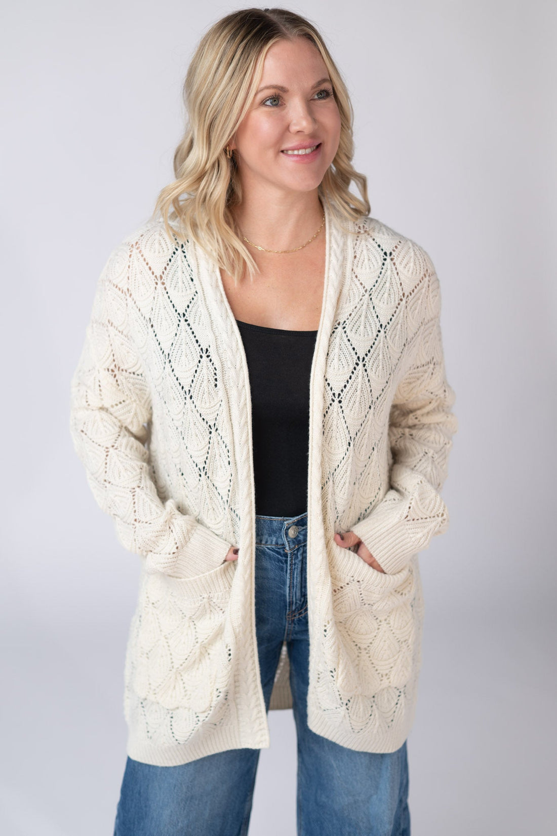 IN STOCK Open Knit Cardigan - Ivory