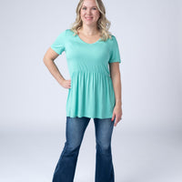 IN STOCK Sarah Ruffle Short Sleeve - Turquoise