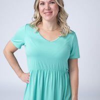 IN STOCK Sarah Ruffle Short Sleeve - Turquoise