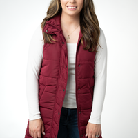 IN STOCK Harlow Long Vest - Burgundy