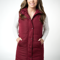 IN STOCK Harlow Long Vest - Burgundy