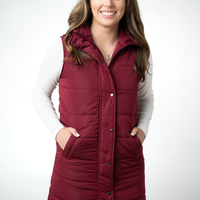 IN STOCK Harlow Long Vest - Burgundy