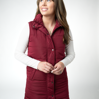 IN STOCK Harlow Long Vest - Burgundy