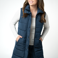 IN STOCK Harlow Long Vest - Navy