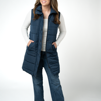 IN STOCK Harlow Long Vest - Navy