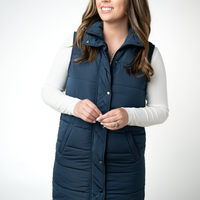 IN STOCK Harlow Long Vest - Navy