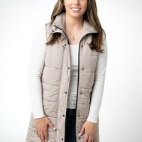 IN STOCK Harlow Long Vest - Latte