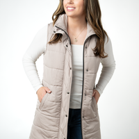 IN STOCK Harlow Long Vest - Latte