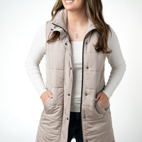 IN STOCK Harlow Long Vest - Latte