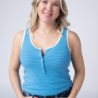 IN STOCK Shiloh Button Snap Tank - Ocean Blue FINAL SALE