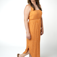 IN STOCK Reagan Ribbed Midi Dress - Pumpkin Floral