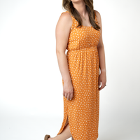 IN STOCK Reagan Ribbed Midi Dress - Pumpkin Floral